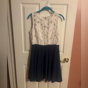 Altar’d State Navy and White Daisy Lace Dress